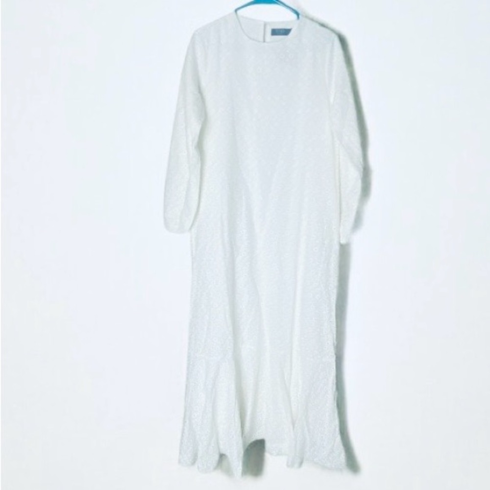 REFKA Casual Off-White Eyelet Embroidery Maxi Dress - Fully Lined - NWT Size 6